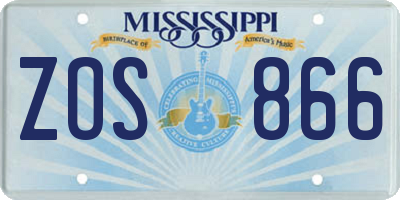 MS license plate ZOS866