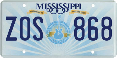 MS license plate ZOS868