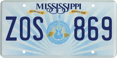 MS license plate ZOS869