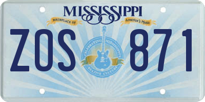 MS license plate ZOS871