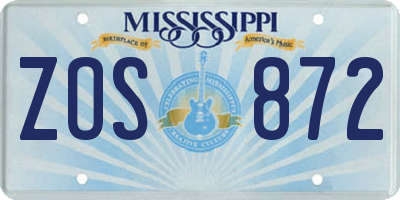 MS license plate ZOS872