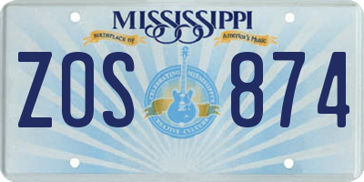 MS license plate ZOS874