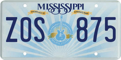 MS license plate ZOS875