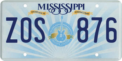 MS license plate ZOS876