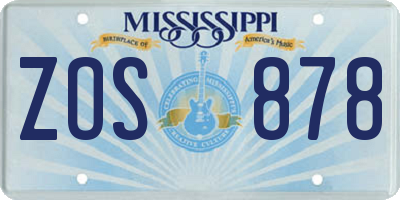 MS license plate ZOS878