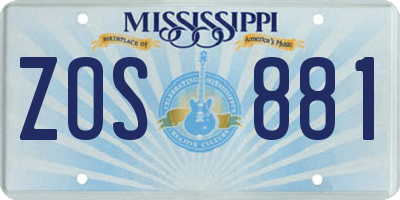 MS license plate ZOS881