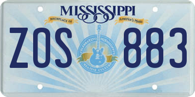 MS license plate ZOS883