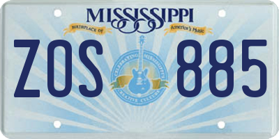MS license plate ZOS885