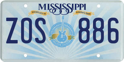 MS license plate ZOS886