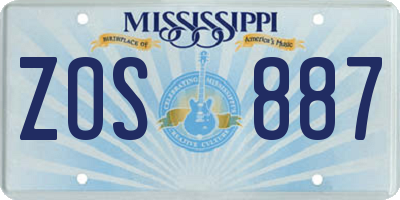 MS license plate ZOS887