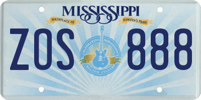 MS license plate ZOS888