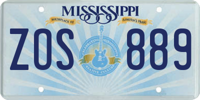MS license plate ZOS889
