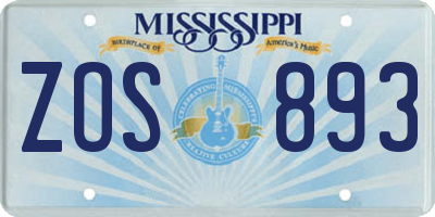 MS license plate ZOS893
