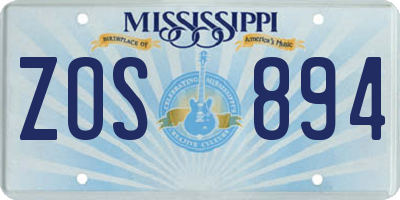 MS license plate ZOS894