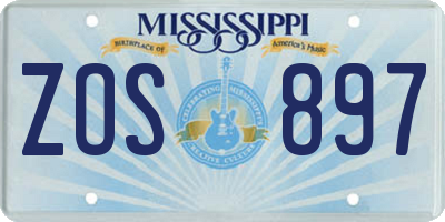 MS license plate ZOS897