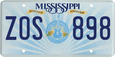 MS license plate ZOS898