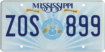 MS license plate ZOS899