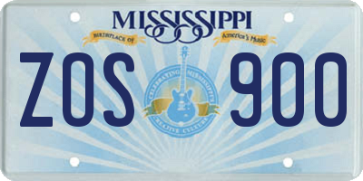 MS license plate ZOS900