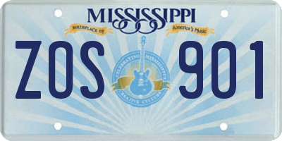 MS license plate ZOS901