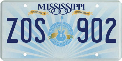 MS license plate ZOS902