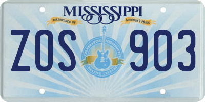 MS license plate ZOS903