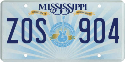 MS license plate ZOS904