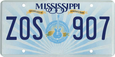 MS license plate ZOS907