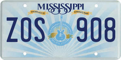 MS license plate ZOS908