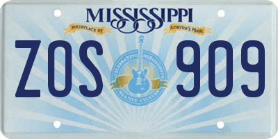 MS license plate ZOS909