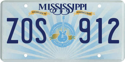 MS license plate ZOS912