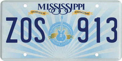 MS license plate ZOS913