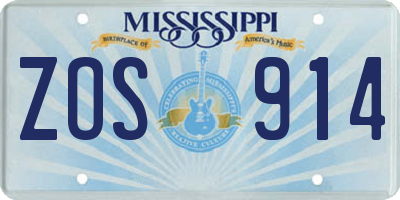 MS license plate ZOS914