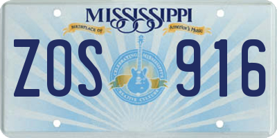 MS license plate ZOS916
