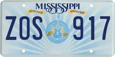 MS license plate ZOS917