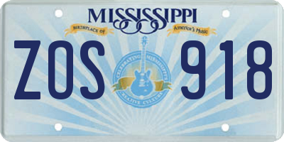 MS license plate ZOS918