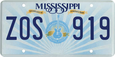 MS license plate ZOS919