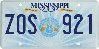 MS license plate ZOS921