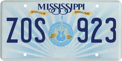 MS license plate ZOS923