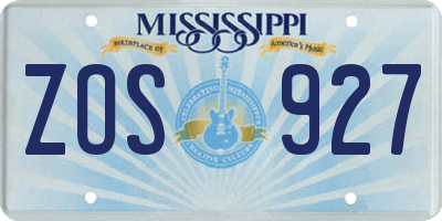 MS license plate ZOS927