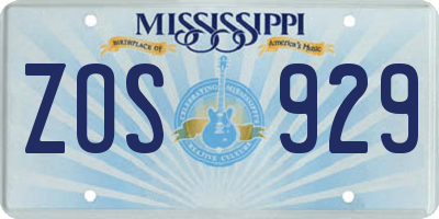 MS license plate ZOS929