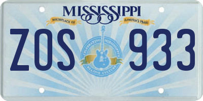 MS license plate ZOS933