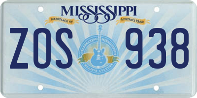 MS license plate ZOS938