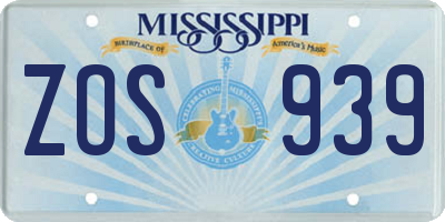 MS license plate ZOS939