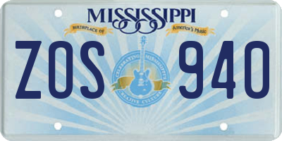 MS license plate ZOS940
