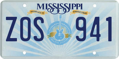 MS license plate ZOS941