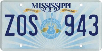 MS license plate ZOS943