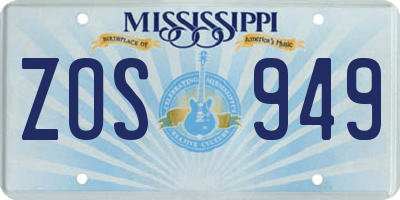 MS license plate ZOS949