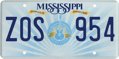 MS license plate ZOS954