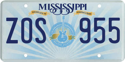 MS license plate ZOS955