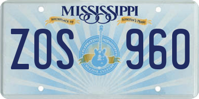 MS license plate ZOS960